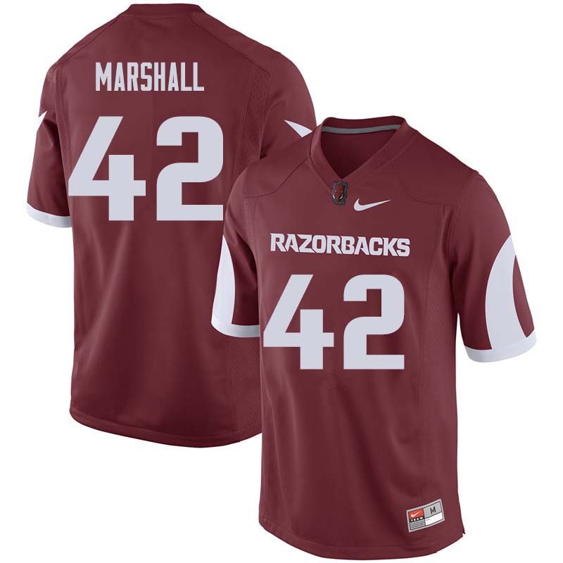 Men #42 Jonathan Marshall Arkansas Razorback College Football Jerseys Sale-Cardinal - Click Image to Close